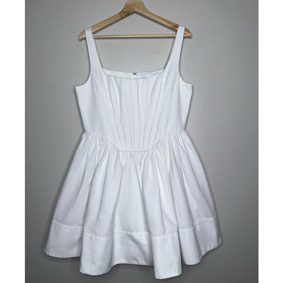 Staud Landscape Corset Mini Dress White Size 12 Babydoll Tulle Skirt - Picture 3 of 11